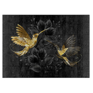 Tabla De Cortar Colibrí negro y dorado