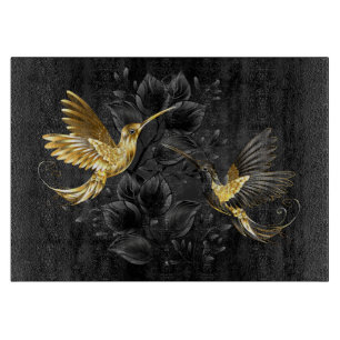 Tabla De Cortar Colibrí negro y dorado