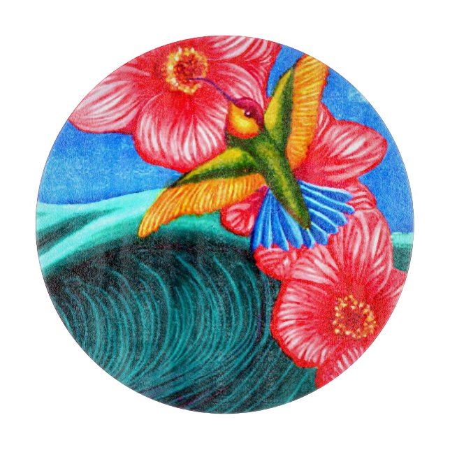 Tabla De Cortar Colibrí Océano (Anverso)