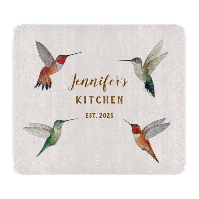 Tabla De Cortar Colibríes personalizados  (Anverso)