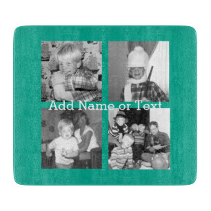 Tabla De Cortar Collage de fotos con 4 imágenes - esmeralda de
