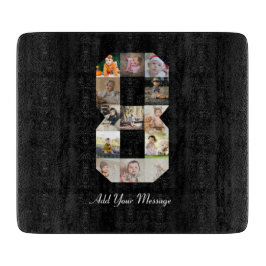 Tabla De Cortar Collage de fotos del número 8 en blanco y negro