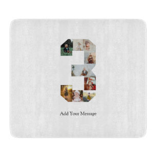 Tabla De Cortar Collage de fotos número 3 en blanco y negro