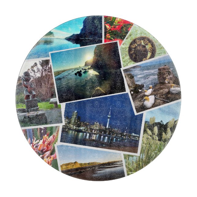 Tabla De Cortar Collage de fotos Personalizado de Nueva Zelanda (Anverso)