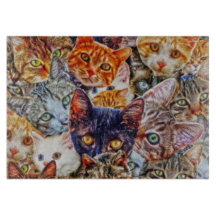 Tabla De Cortar Collage de gato colorido