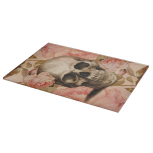 Tabla De Cortar Collage de Vintage Rosa Skull