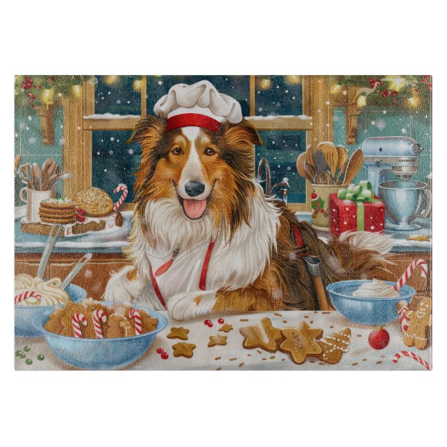 Tabla De Cortar Collie Holiday Baking: Navidades festivos (Anverso)