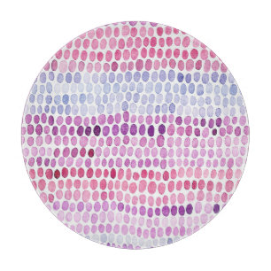 Tabla De Cortar Color de agua rayado: Polka gris rosado