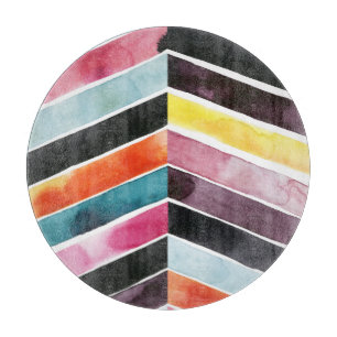 Tabla De Cortar Color de agua Vivid Chevron I