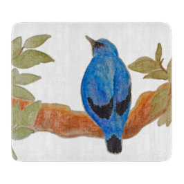 Tabla De Cortar Colores de agua artística Pájaro Azul Cuckooshrike