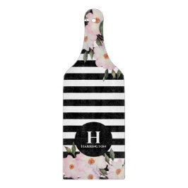 Tabla De Cortar Colores de agua de remo Tiras rosas rosadas Monogr