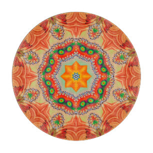 Tabla De Cortar Colores de energía vibrantes: diseño mandala.