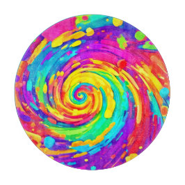 Tabla De Cortar Colores de Salpicadura en Espiral Vibrante Arte