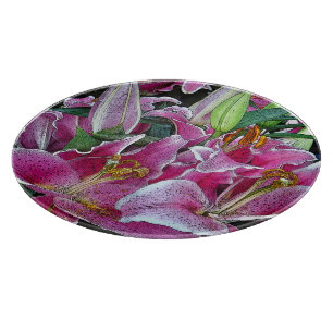 TABLA DE CORTAR COLORES FLORALES/LAVENDEROS-ROSA, ROSA Y VERDE/DAI