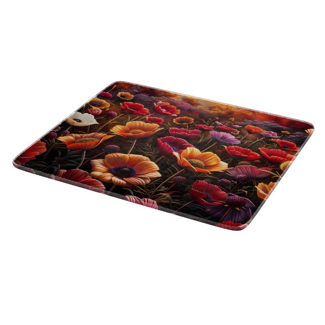 Tabla De Cortar Colorful Poppies (Borde)