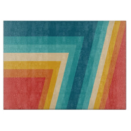 Tabla De Cortar Colorful Retro Stripe - Diseño de 70 y 80