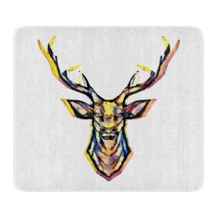 Tabla De Cortar Colorida acuarela Deer Head Art