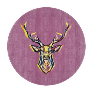 Tabla De Cortar Colorida acuarela Deer Head Art