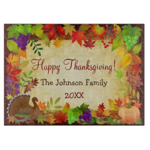 Tabla De Cortar Colorida cosecha de Acción de Gracias