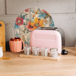 Tabla De Cortar Colorida Ronda de Flor Rústica