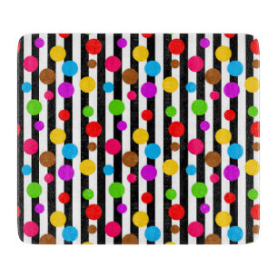 Tabla De Cortar Coloridas franjas de puntos de polka