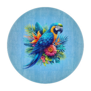Tabla De Cortar Colorido macao tropical azul