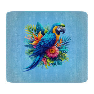 Tabla De Cortar Colorido macao tropical azul