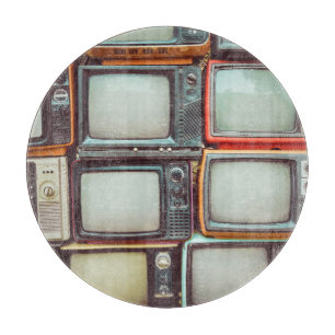 Tabla De Cortar Colorido montón de TV retro, vintage.