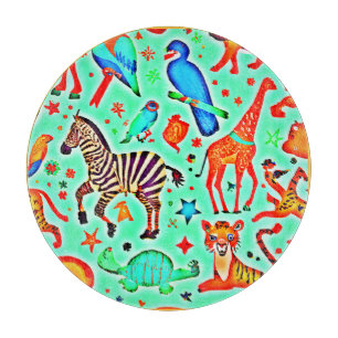 Tabla De Cortar Colorido reino animal salvaje de las maravillas