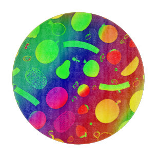 Tabla De Cortar Colorido Vibrante Neon Fruits Pattern Art