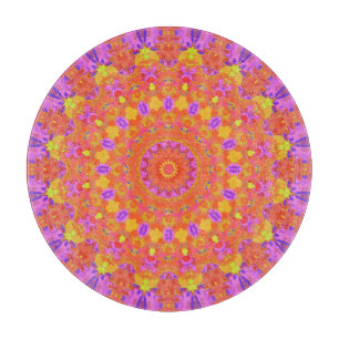 Tabla De Cortar Colorido y vibrante Resumen psicodélico Kaleidosco