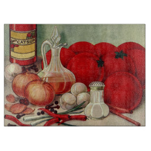 Tabla De Cortar Comida Italiana Vintage Tomate Cebolla Pimientos S