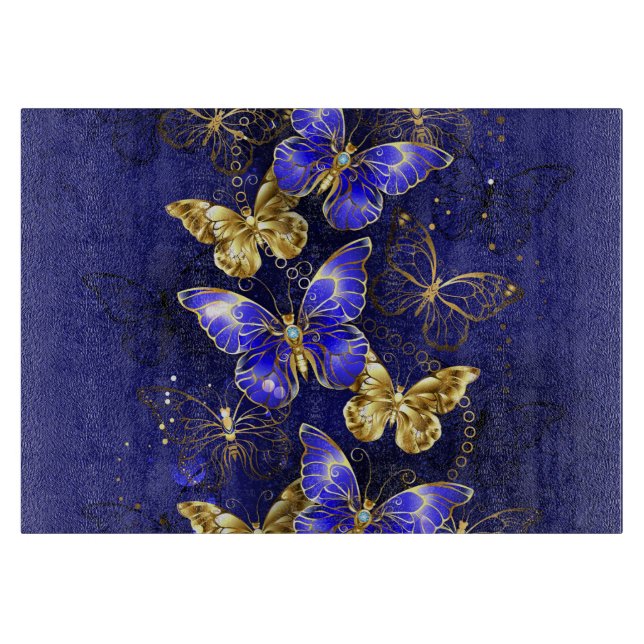Tabla De Cortar Composición con mariposas de zafiro (Anverso)