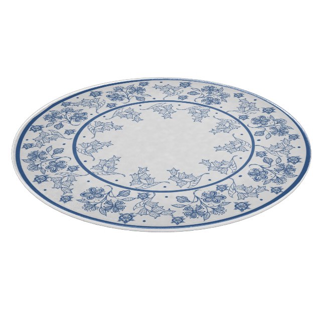 Tabla de cortar con borde floral azul índigo perso (Borde)