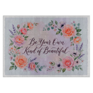 Tabla de cortar con cita floral elegante