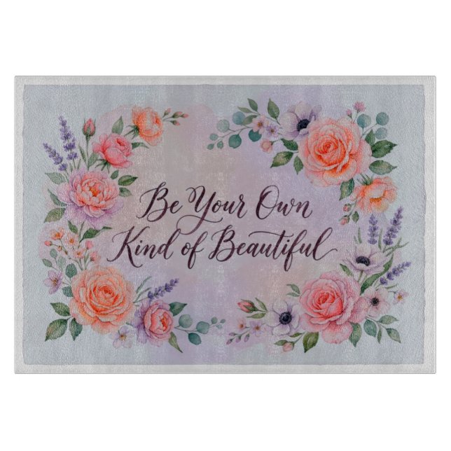 Tabla de cortar con cita floral elegante (Anverso)