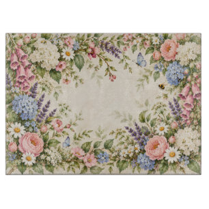 Tabla de cortar con corona floral de jardín de cam