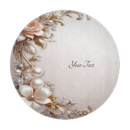 Tabla de cortar con flores suaves rosadas y blanca