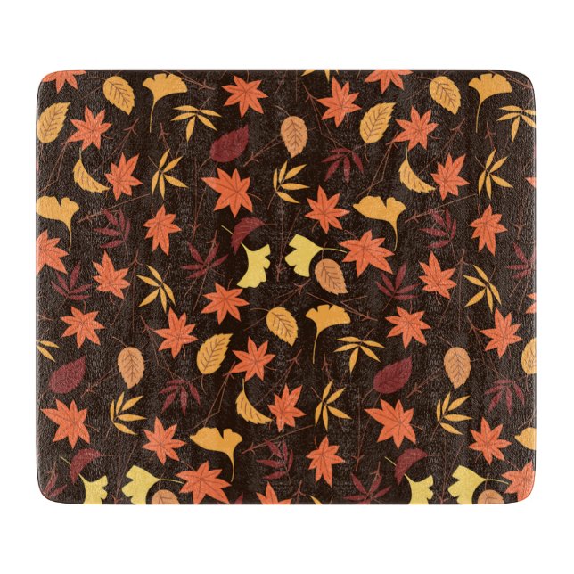 Tabla de cortar con hojas de otoño (Anverso)