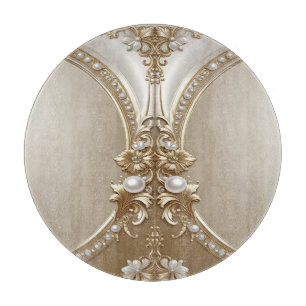 Tabla de cortar con marco dorado ornamentado con p