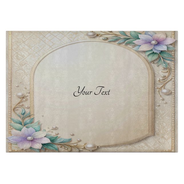 Tabla de cortar con marco floral decorativo con pe (Anverso)