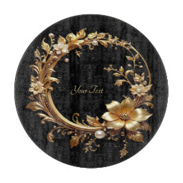 Tabla de cortar con marco ornamentado floral dorad