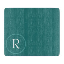 tabla de cortar con monograma verde y blanco moder