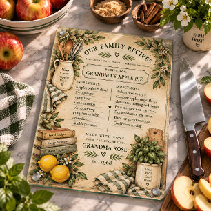 Tabla de cortar con receta familiar personalizada