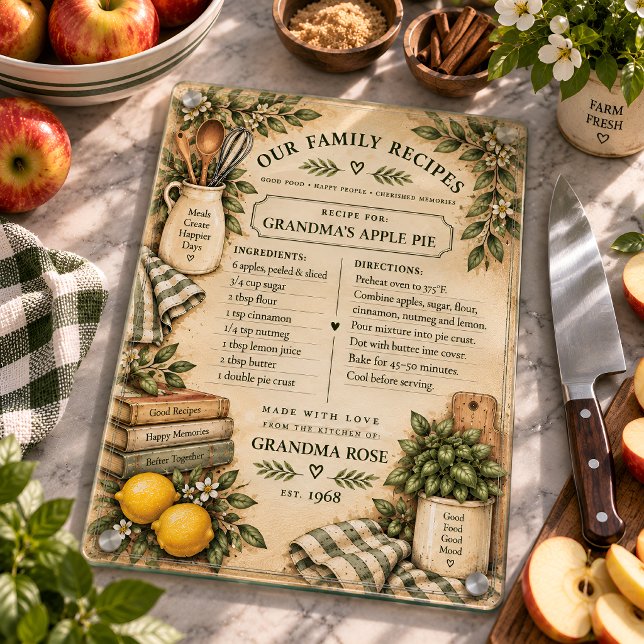 Tabla de cortar con receta familiar personalizada (Subido por el creador)