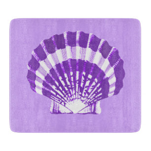 Tabla De Cortar Concha de mar: violeta y blanca