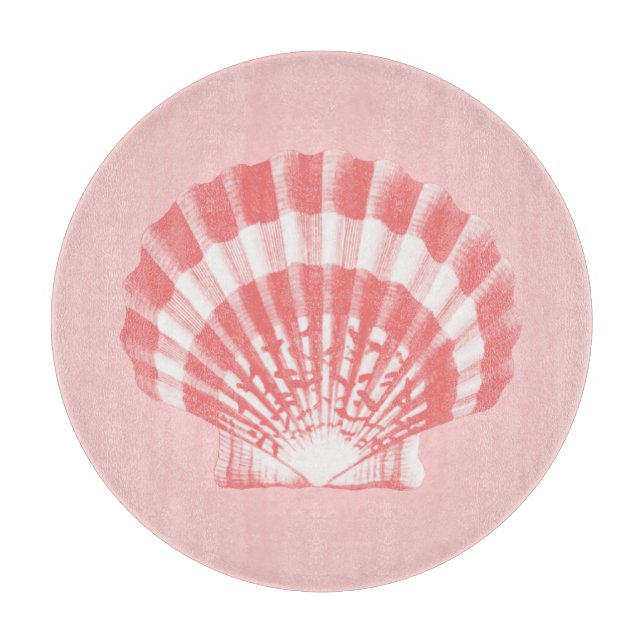Tabla De Cortar Conchas marinas - rosa y blanco de coral (Anverso)