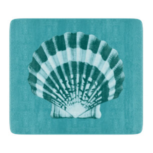 Tabla De Cortar Conchas marinas - tonos azules verde azulados