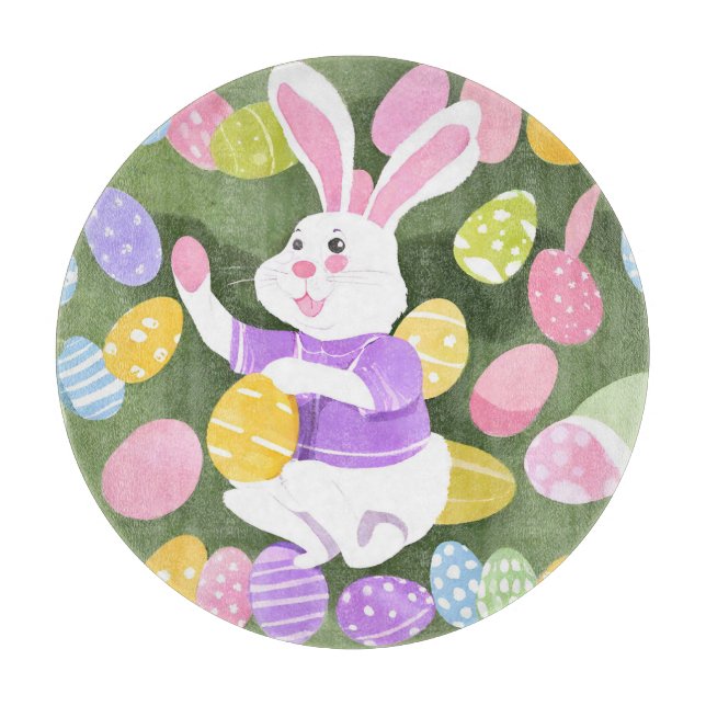 Tabla De Cortar conejito con huevos de Pascua (Anverso)