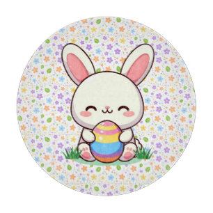 Tabla De Cortar Conejito lindo de primavera/Pascua con huevo